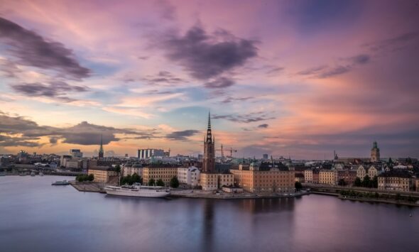 Sweden Work Permit 2026 — Stockholm waterfront at dusk